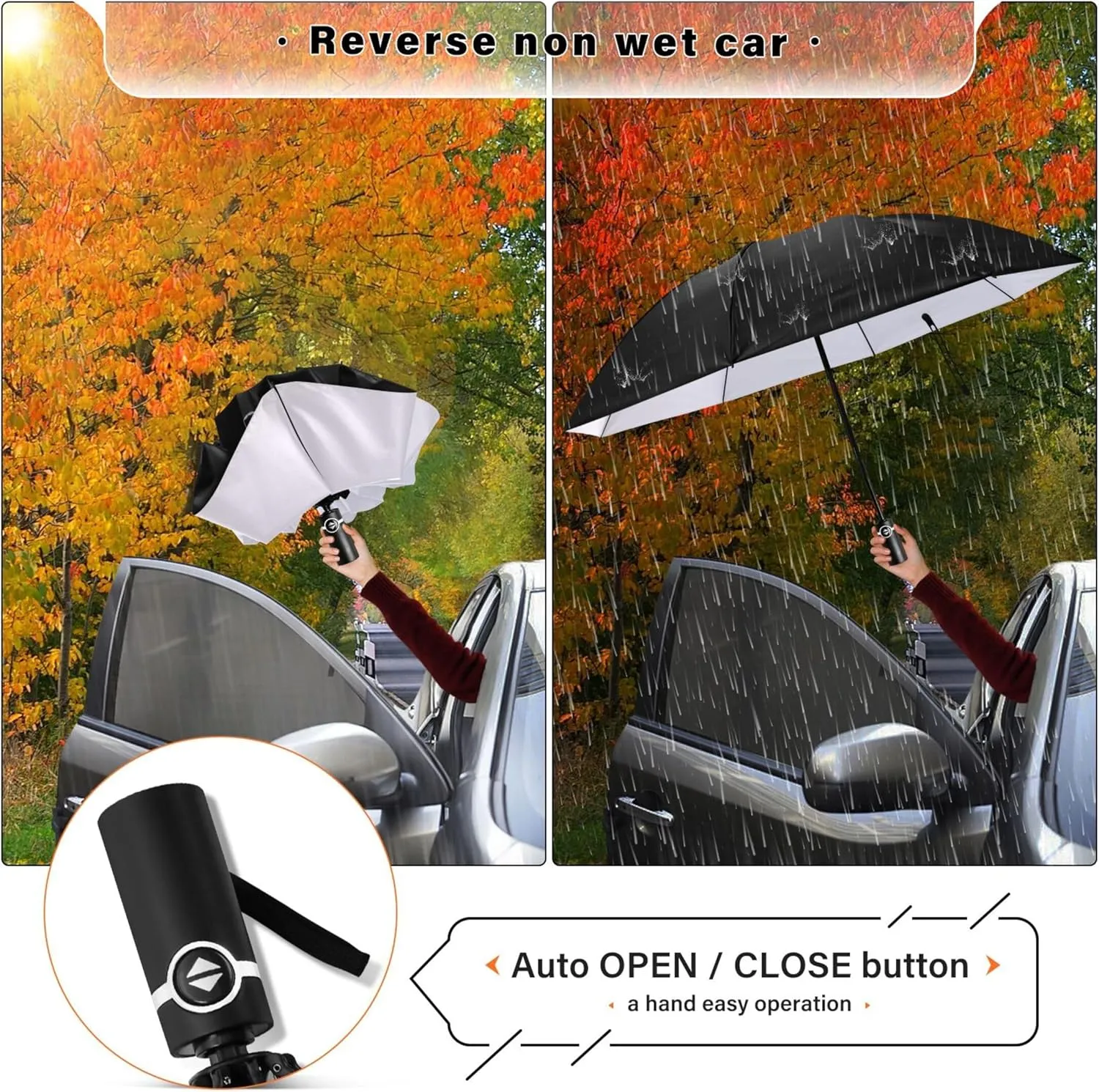 Joisal Violet Slate Blue Gradient Travel Umbrella Windproof Travel Black Uv Protection Umbrella Portable Umbrella Automatic Open and Close for Rain and Sun