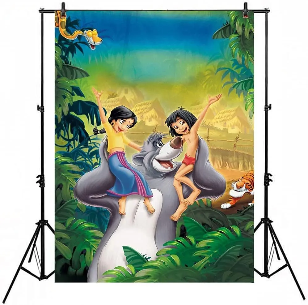 Jungle Book Themed Birthday Backdrop 7x5ft Vinyl Kids Adventure Banner for Party Supplies, Baby Shower, Wedding Decoration, Graduation, Photography Studio