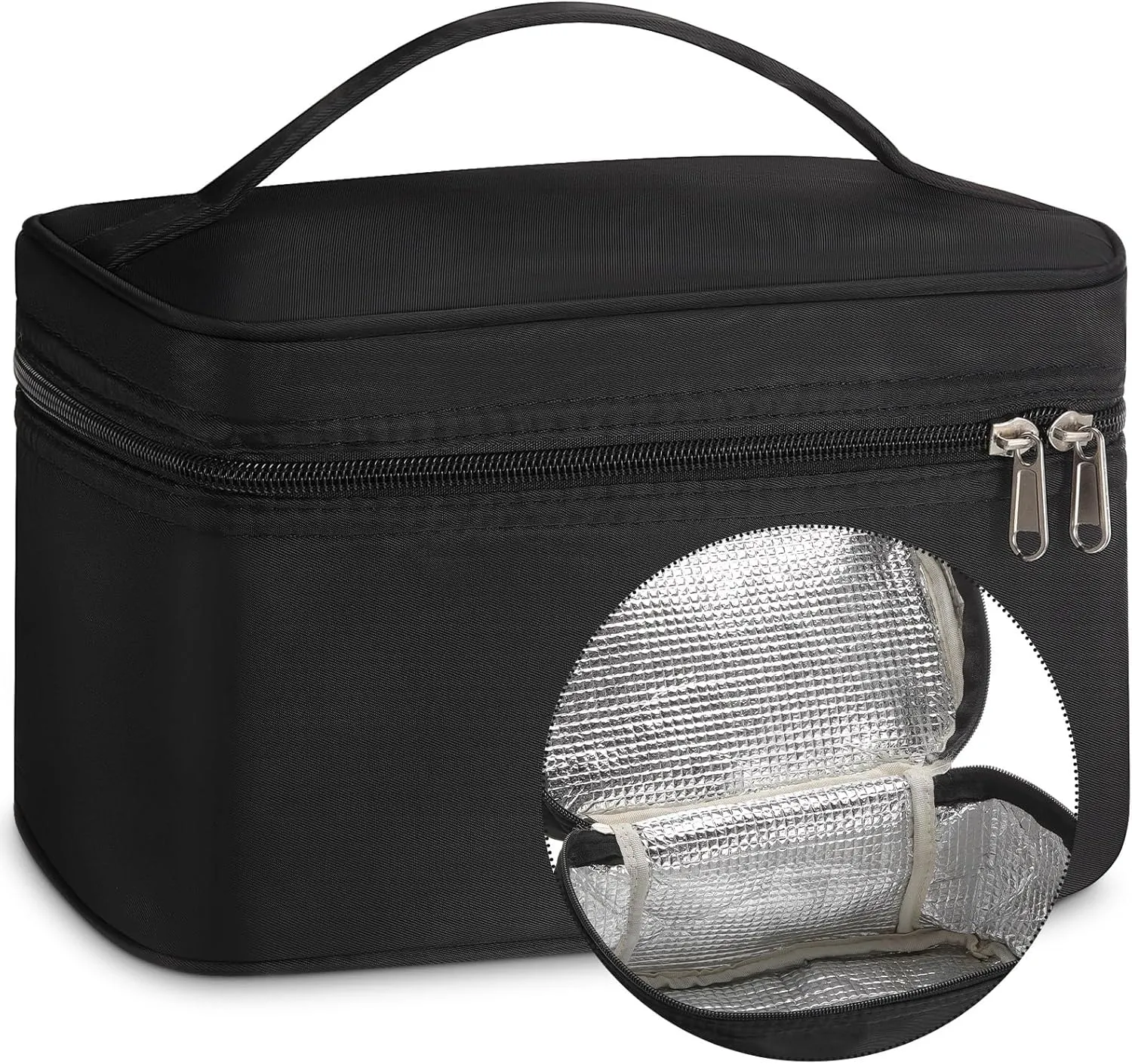 Kacctyen Insulated Makeup Bag for Car Women Cosmetics Bag Zippered Heat-resistant Travel Makeup Case Organizer Waterproof Skincare Case with Handle from Melting, Freezing & Spoiling(Large Capacity)