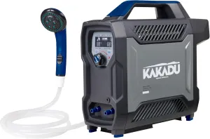 Kakadu Portable Camping Outback Shower, Instant Hot Water for Outdoor Use - Slimline Design, Rechargeable Lithium Battery, Adjustable Shower Head, Brushless Pump, Digital Display
