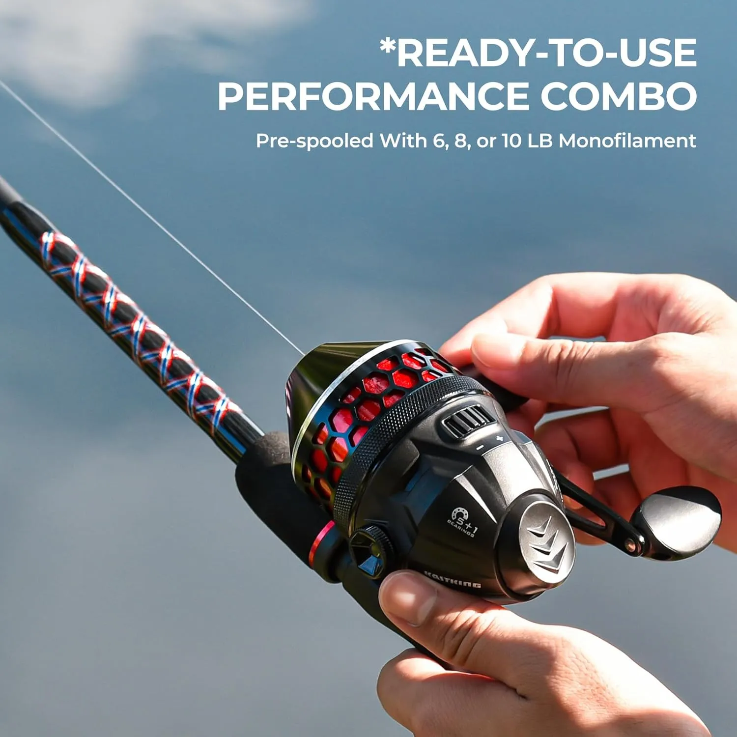 KastKing Brutus Spinning & SpinCast Combo, Fishing Rod and Reel Combo, Custom Tackle Kit, Pre-Spooled Line, Brute Tuff Blank, Stainless Steel Guide, EVA Handles, Custom Graphite Reel Seat