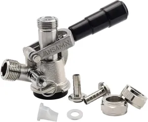 Keg Coupler, Sankey D Tap with 304 Stainless Steel Probe, Keg Coupler D System with Black Handle & Hose Clamp, D Style,Sankey D Tap for 5/16" ID Hose
