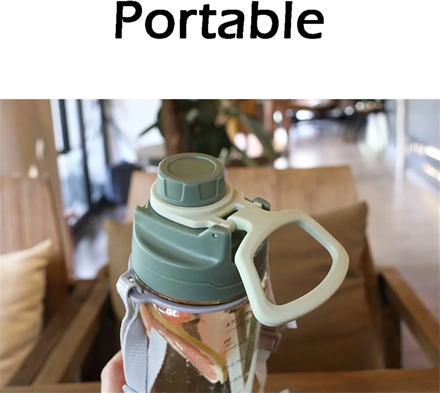kettles Oversized Water Jug for Camping/Fitness/Outdoor Activity,Large Sports Bottle with Time Marker/Straw/Leakproof Lid,Adjustable Rope canteen(C,Small)
