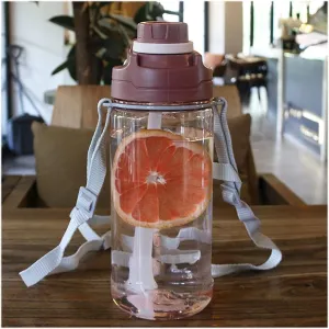 kettles Oversized Water Jug for Camping/Fitness/Outdoor Activity,Large Sports Bottle with Time Marker/Straw/Leakproof Lid,Adjustable Rope canteen(C,Small)