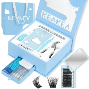 KevKev DIY Lash Extension Kit Lash Clusters 96 Pcs and Lash Glue for Cluster Lashes(Cirrus, D-10-16mix)