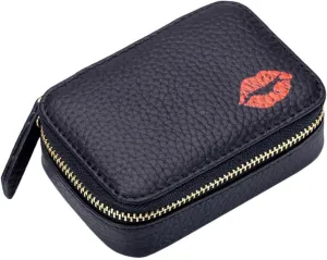 Kichvoe Leather Lipstick Case Cute Lipstick Holder Mini Leather Makeup Bag Portable Cosmetic Storage Bag Travel Toiletry Bag Organizer with Mirror-3.9 * 2.7Inch Random Color