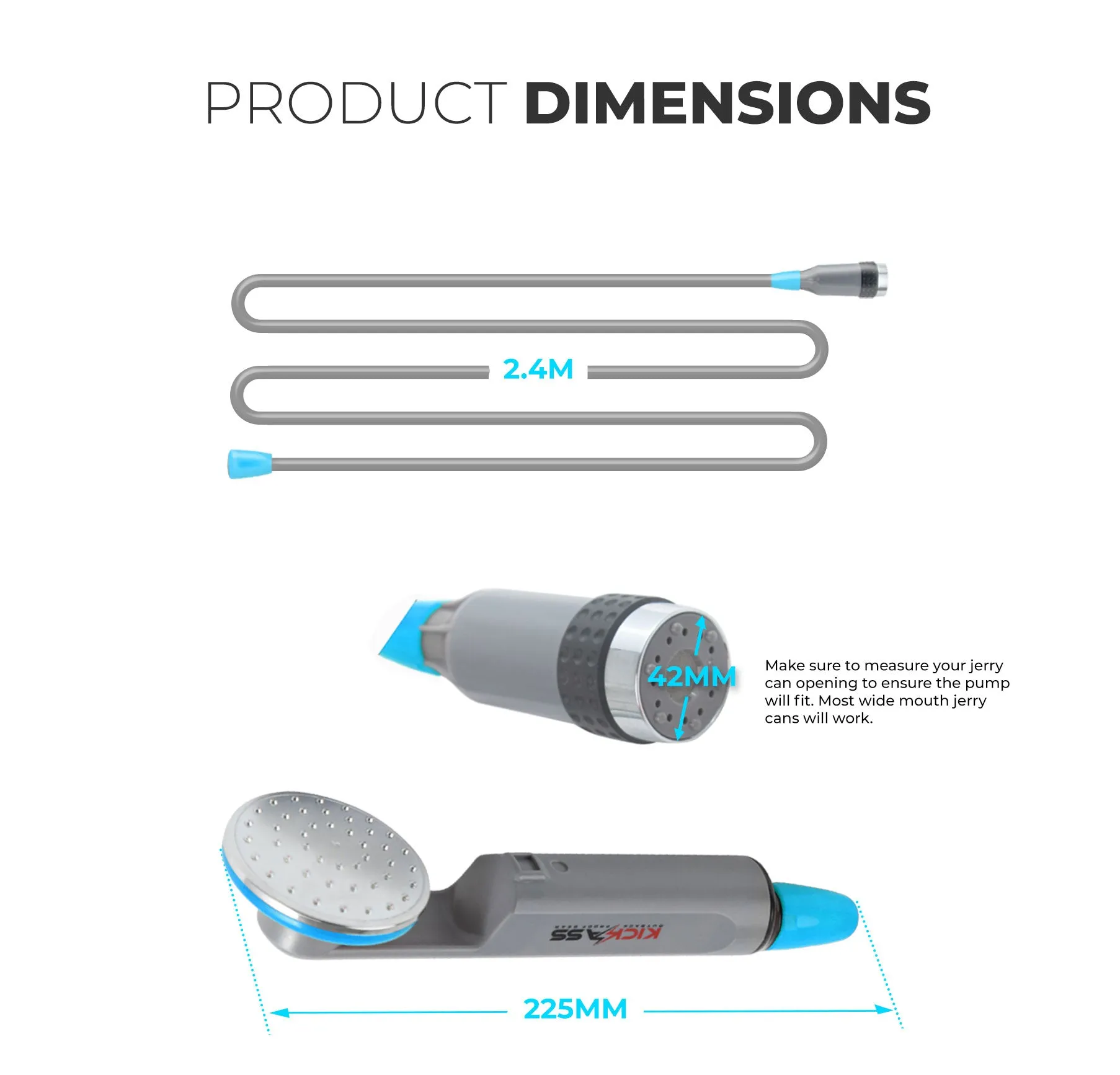 KickAss Portable Camping Shower with Lithium Battery