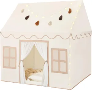 Kids Play Tent Indoor: with Mat, Tassel Garland, Star Lights - Toddler Girl Tent Indoor Playhouse for Toddlers Kids Toys for Boy Girl Birthday Gift