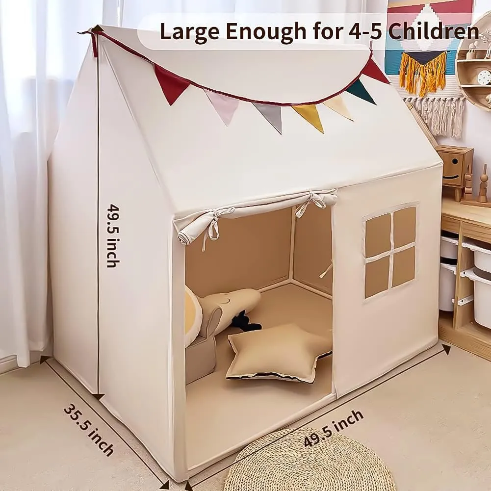 Kids Tent Indoor Playhouse, Kids Play Tent Large Kid Playhouse Tent Toys Toddler Tent Play House with Pennant Banners