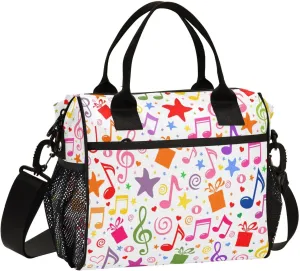 Kigai Insulated Lunch Bag for Women Men, Large Music Motes Colorful Cooler Bag Reusable Lunch Box Leakproof Cooler Tote with Shoulder Strap for Office Picnic Beach