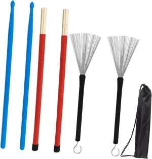 Kisangel 1Set Drumsticks and Wire Drum Brushes Percussion Kit with Storage Bag Lightweight for Drummers and Bands for Practice and Live Music