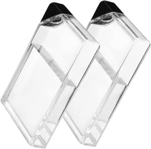 Kisangel 2pcs Flat Water Bottles Portable Cover Kettle for Travel Compact Leakproof Design for Juices and Beverages Each for Camping and Outdoor Activities