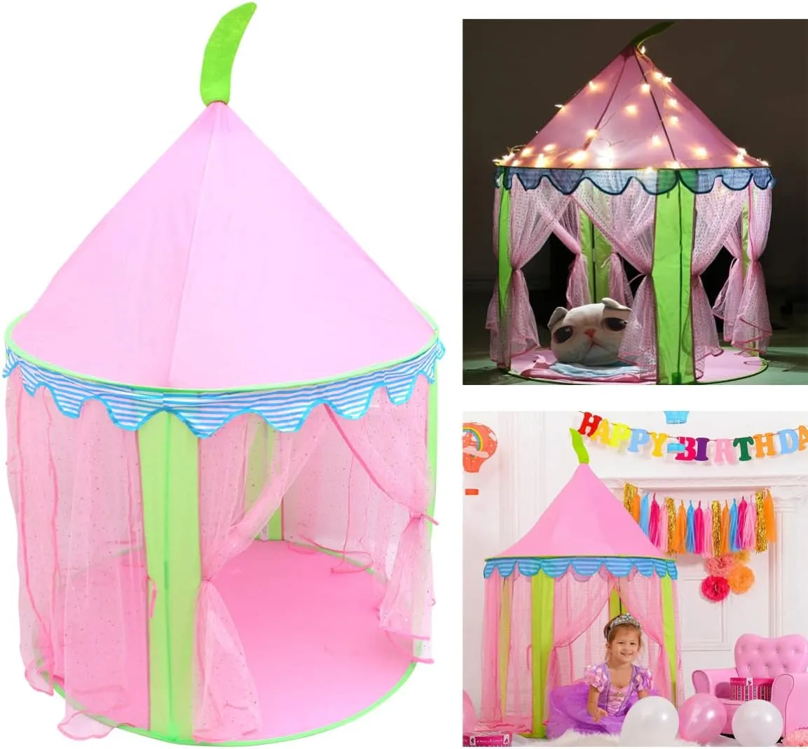 Kisangel Girls Castle Play Tent Fairy Playhouse for Boy Girl Design Encourages Imagination and Creativity Easy to Move and Store for Playtime Fun