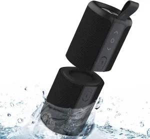 KOVE Commuter 2 - Black Bluetooth Speakers, Portable, Wireless with HD Louder Volume, Deep Bass Subwoofer, Microphone, IPX7 Water Resistant - Boom Box for Home, Outdoor or Travel, Split Speaker