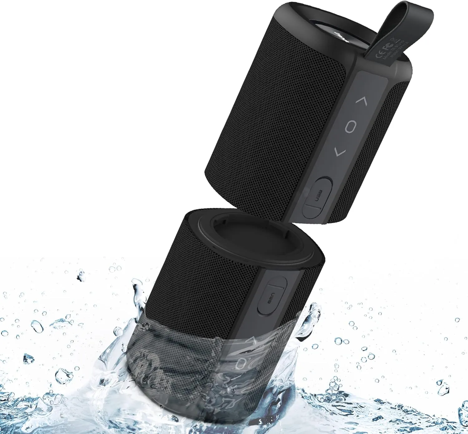 KOVE Commuter 2 - Black Bluetooth Speakers, Portable, Wireless with HD Louder Volume, Deep Bass Subwoofer, Microphone, IPX7 Water Resistant - Boom Box for Home, Outdoor or Travel, Split Speaker