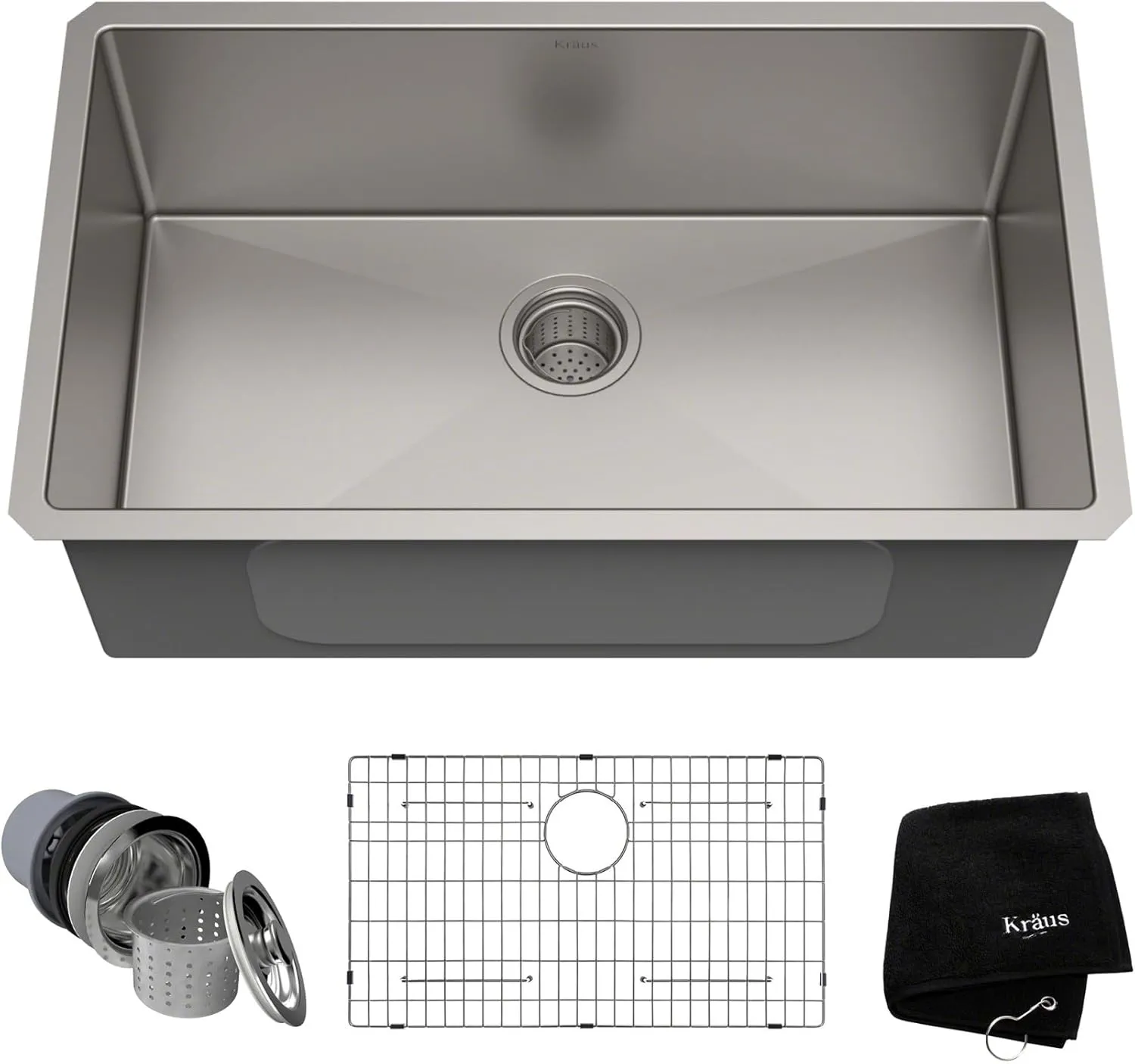 KRAUS Standart Pro 30 -inch Undermount Single Bowl 16 Gauge Stainless Steel Kitchen Sink, KHU100-30