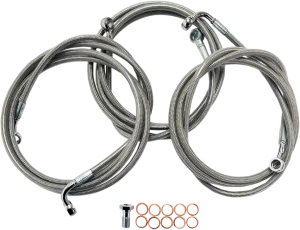 LA CHOPPERS Brake Lines - 12" - 14" Ape Hanger Handlebars - Stainless Steel LA-8052B13