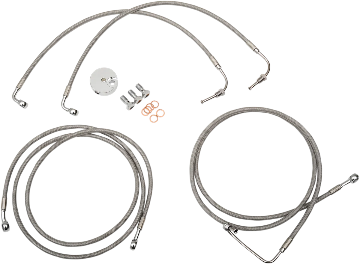 LA CHOPPERS Brake Lines - 15" - 17" Ape Hanger Handlebars - Stainless Steel LA-8051B16
