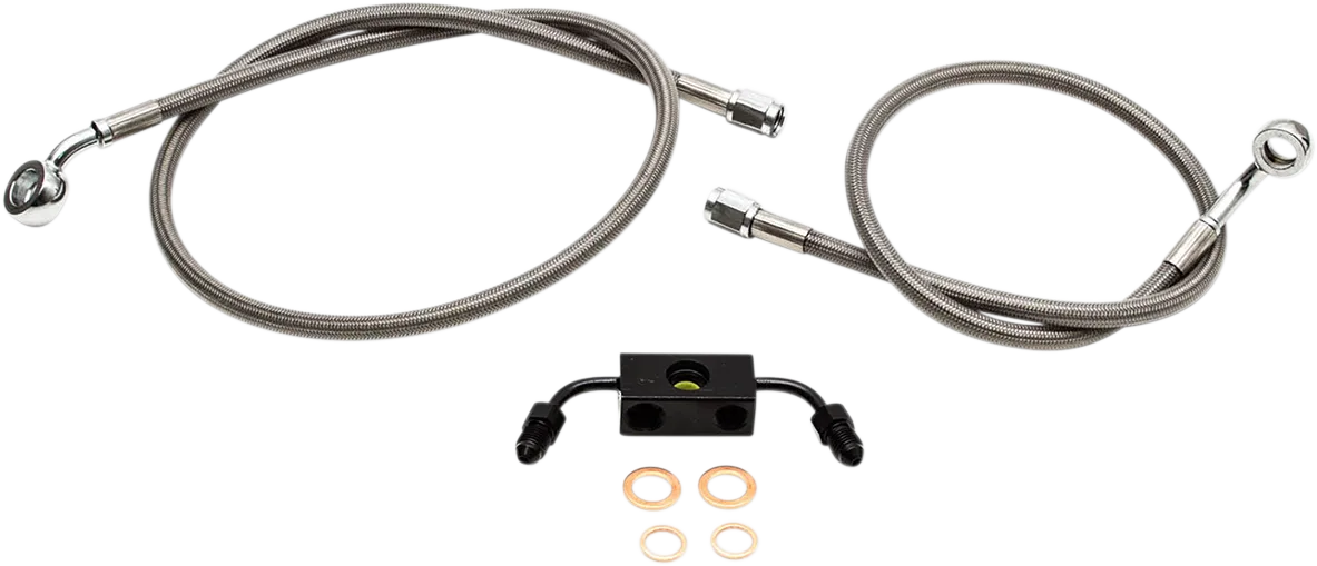 LA CHOPPERS Brake Lines - 15" - 17" Ape Hanger Handlebars - Stainless Steel LA-8211B16
