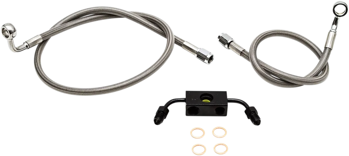 LA CHOPPERS Brake Lines - 15" - 17" Ape Hanger Handlebars - Stainless Steel LA-8321B16