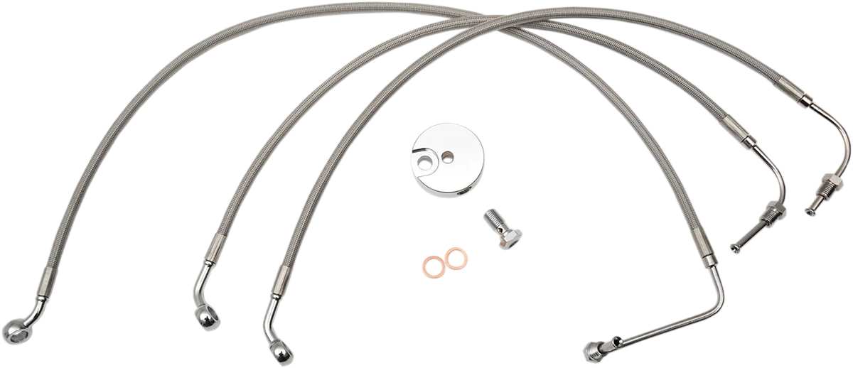 LA CHOPPERS Brake Lines - 18" - 20" Ape Hanger Handlebars - Stainless Steel LA-8010B19