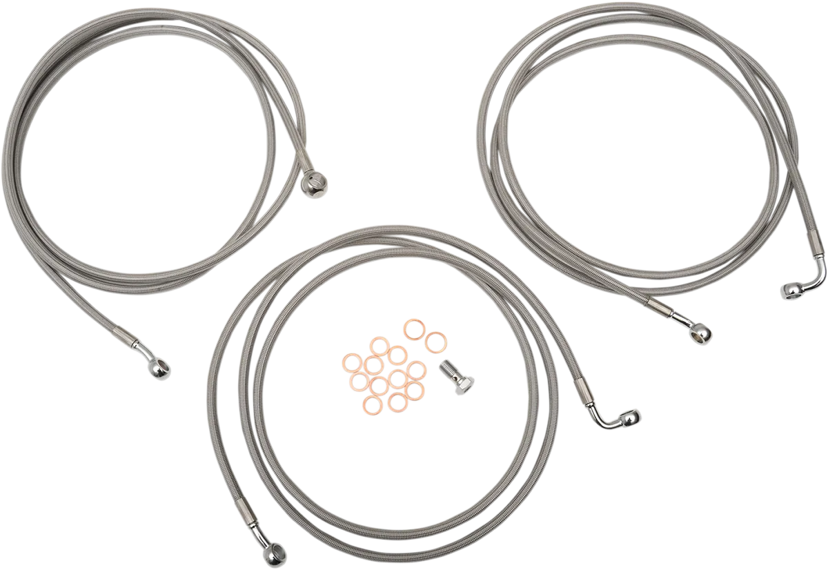 LA CHOPPERS Brake Lines - 18" - 20" Ape Hanger Handlebars - Stainless Steel LA-8052B19