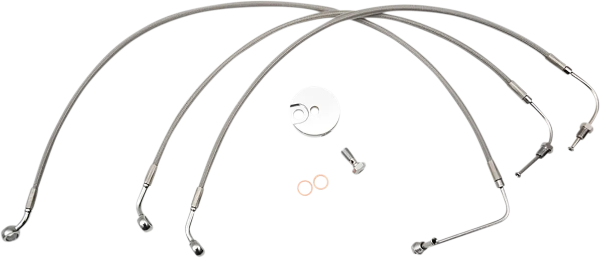 LA CHOPPERS Brake Lines - 18" - 20" Ape Hanger Handlebars - Stainless Steel LA-8154B19
