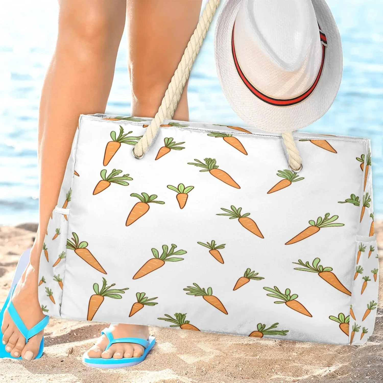 Large Beach Tote Bags with Zipper, Beach Bag for Women, Waterproof Sandproof Pool Swim Bags, Travel Tote Bag