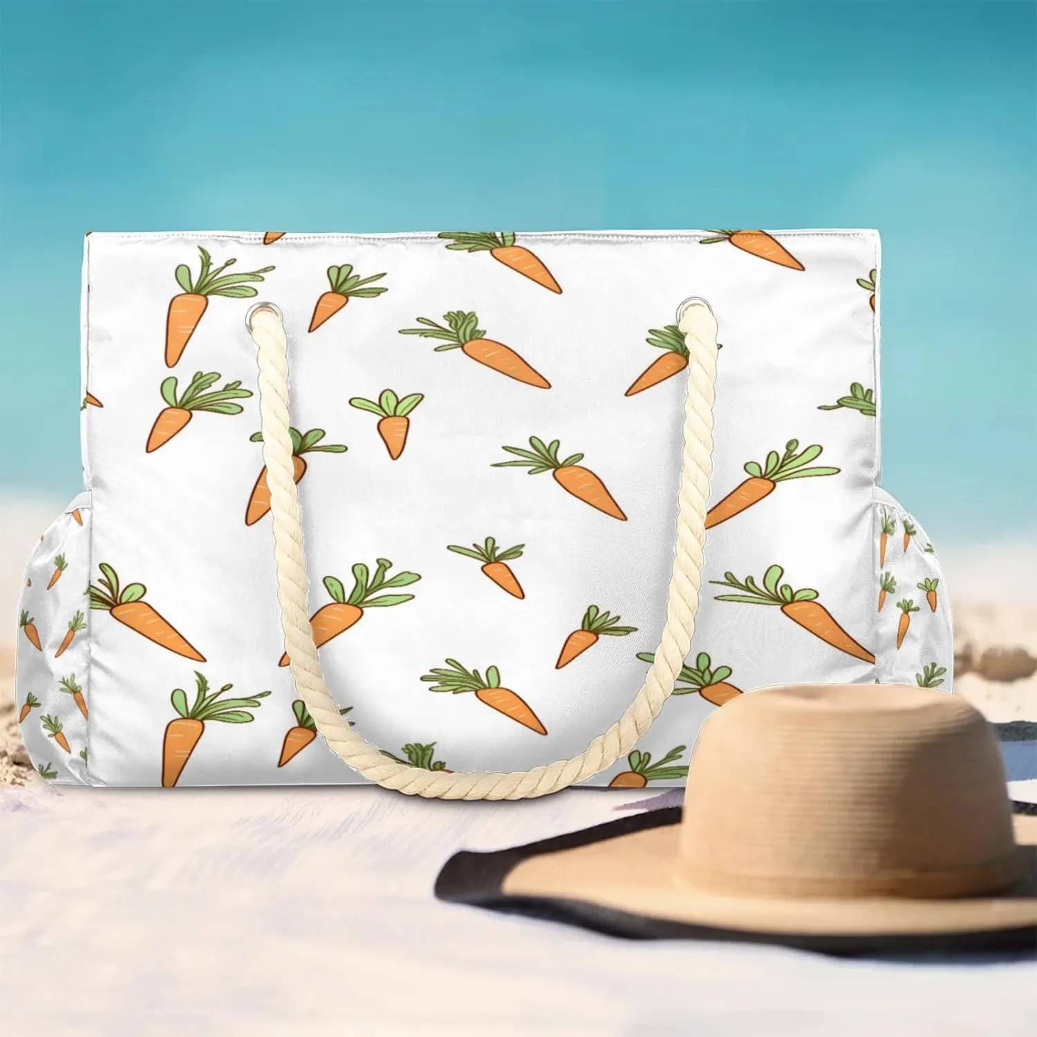 Large Beach Tote Bags with Zipper, Beach Bag for Women, Waterproof Sandproof Pool Swim Bags, Travel Tote Bag
