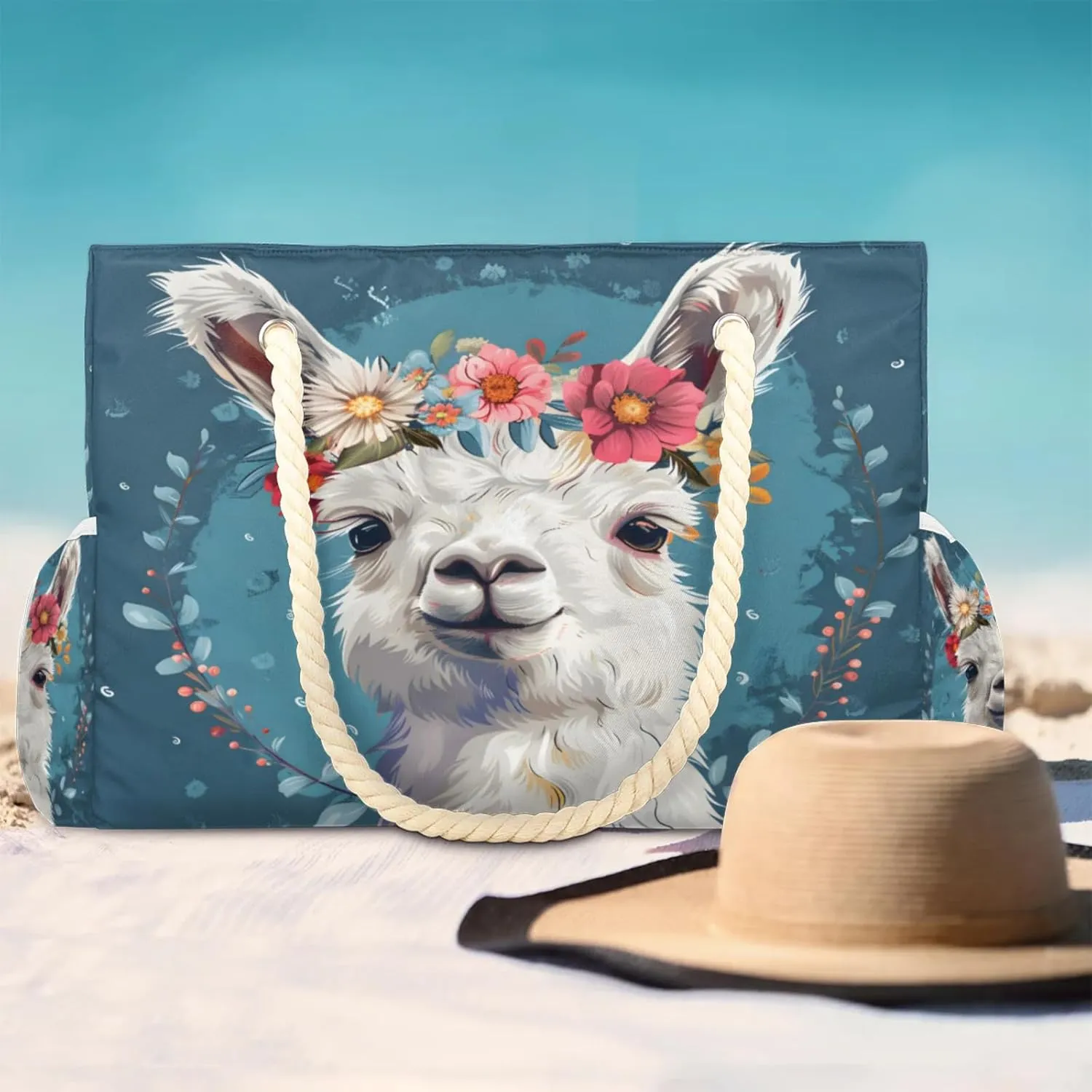 Large Beach Tote Bags with Zipper, Beach Bag for Women, Waterproof Sandproof Pool Swim Bags, Travel Tote Bag