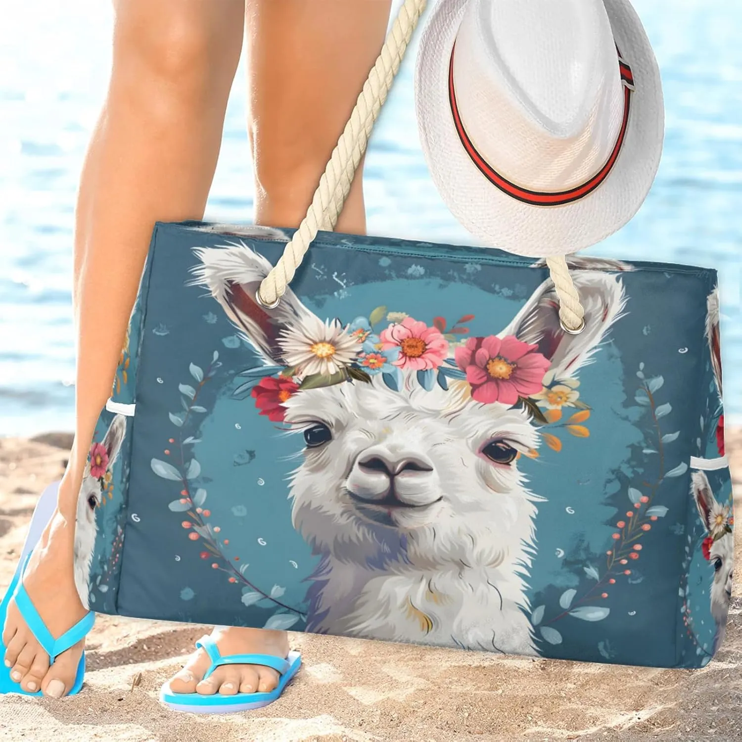 Large Beach Tote Bags with Zipper, Beach Bag for Women, Waterproof Sandproof Pool Swim Bags, Travel Tote Bag