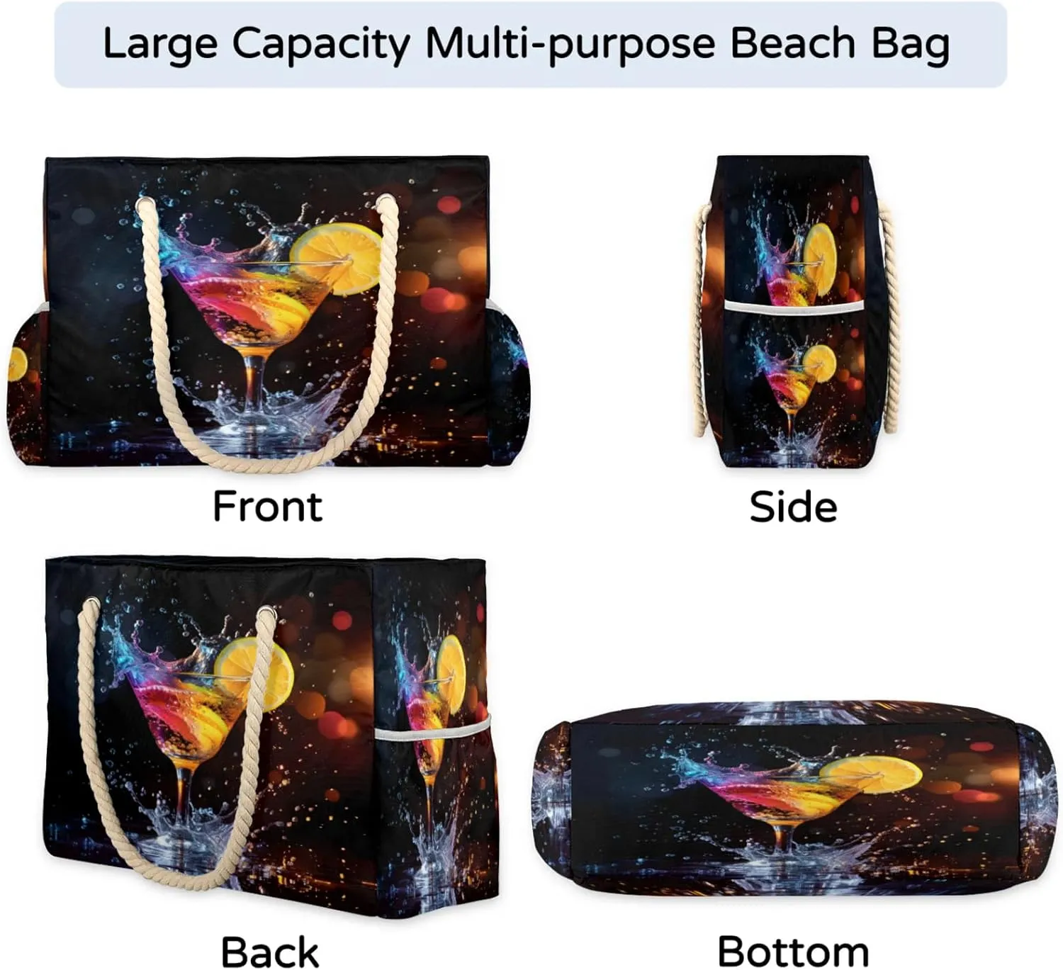 Large Beach Tote Bags with Zipper, Beach Bag for Women, Waterproof Sandproof Pool Swim Bags, Travel Tote Bag