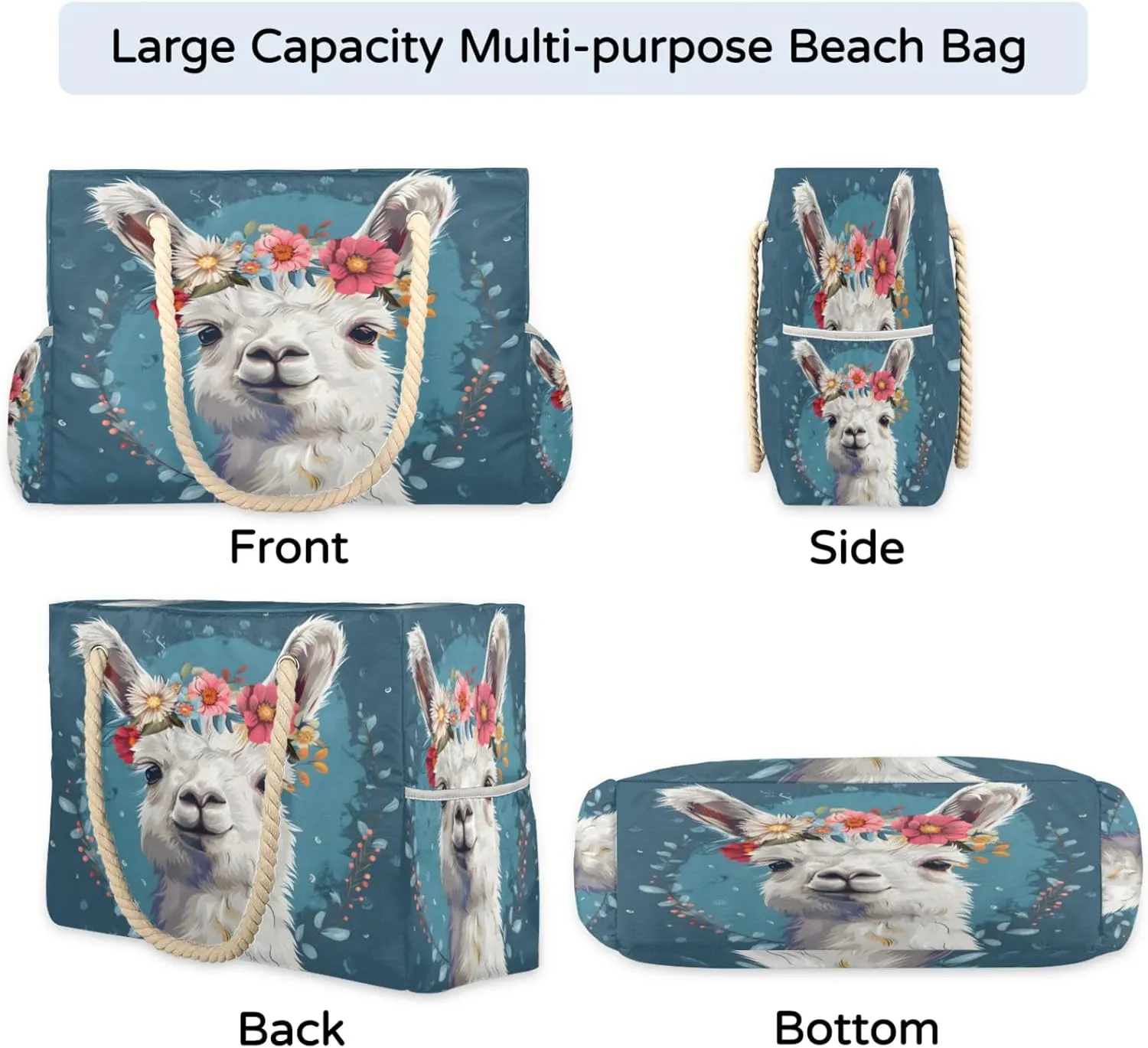 Large Beach Tote Bags with Zipper, Beach Bag for Women, Waterproof Sandproof Pool Swim Bags, Travel Tote Bag