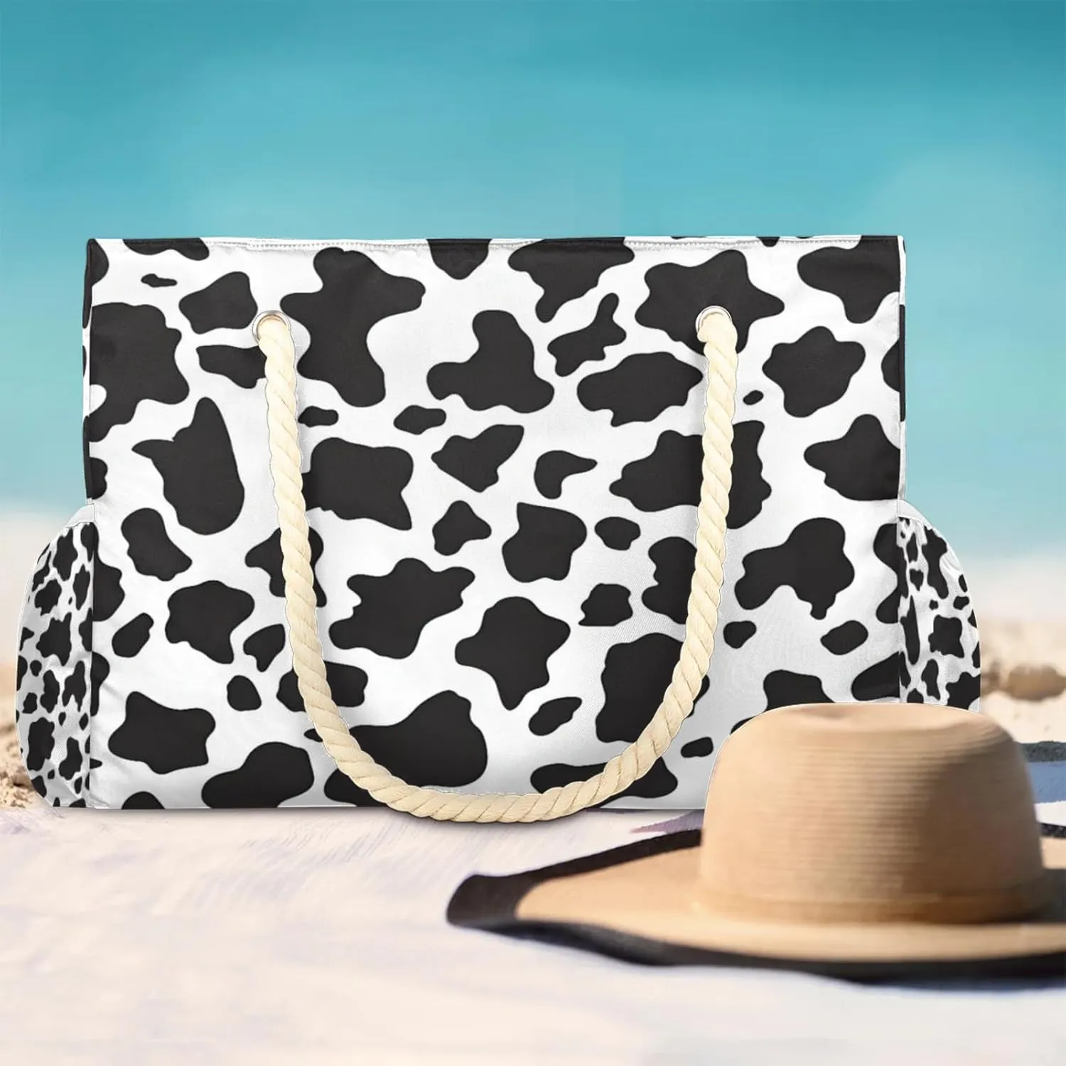 Large Beach Tote Bags with Zipper, Beach Bag for Women, Waterproof Sandproof Pool Swim Bags, Travel Tote Bag