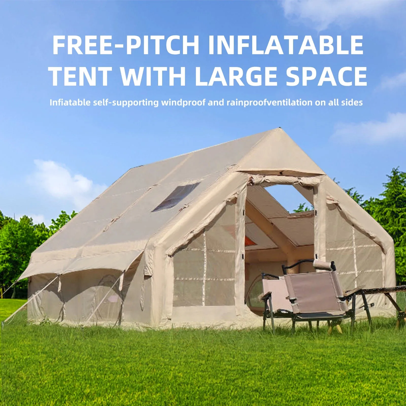 Large Inflatable Camping Tent with Hand Pump and Easy Setup