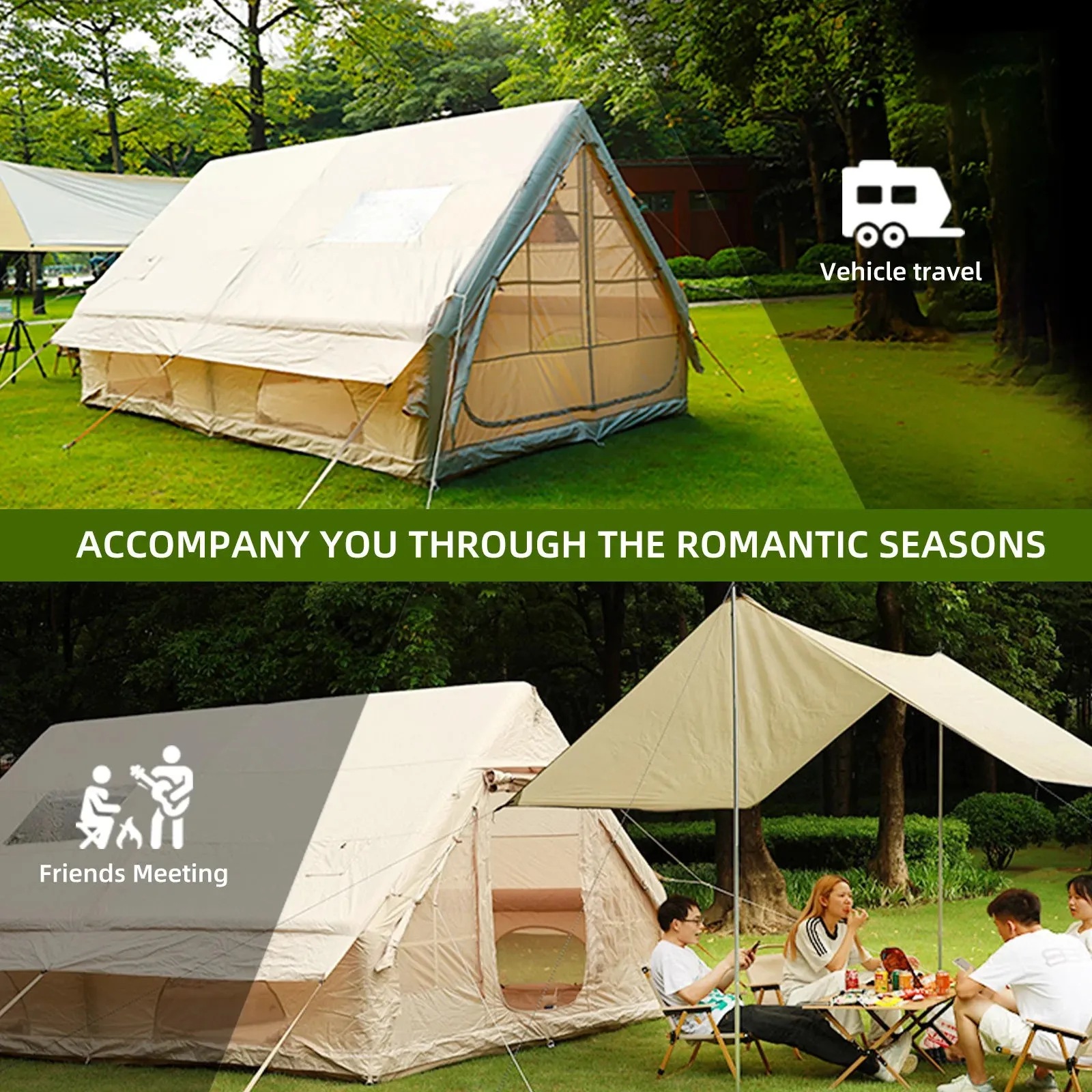 Large Inflatable Camping Tent with Hand Pump and Easy Setup