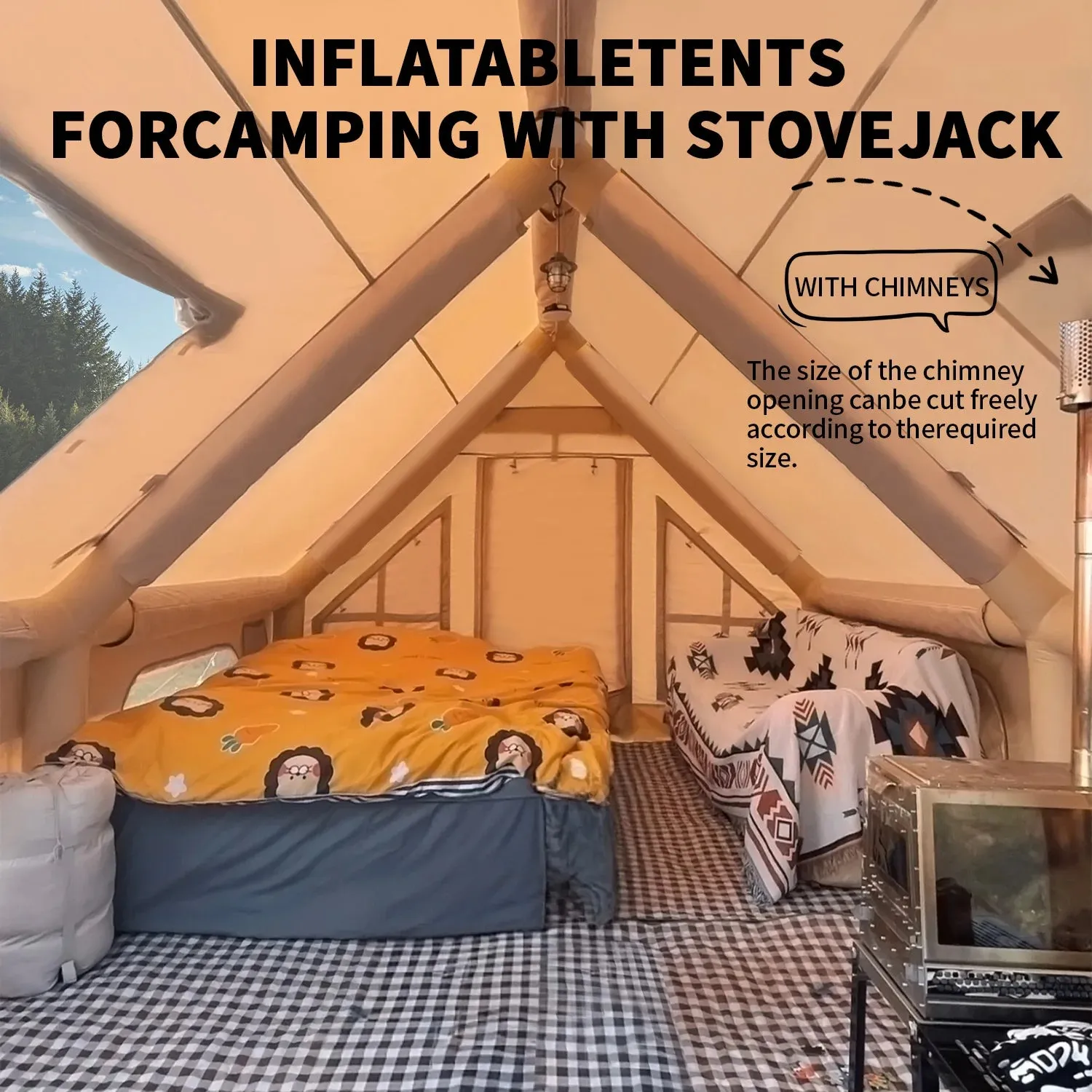 Large Inflatable Camping Tent with Hand Pump and Easy Setup
