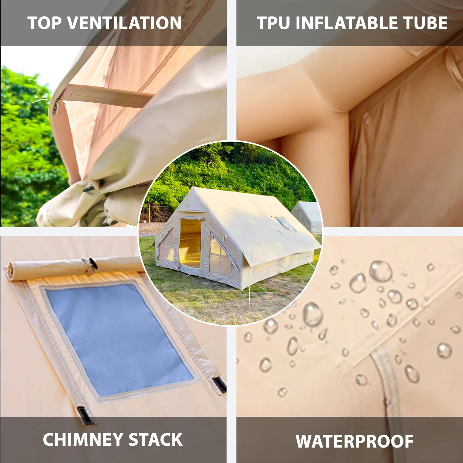 Large Inflatable Camping Tent with Hand Pump and Easy Setup