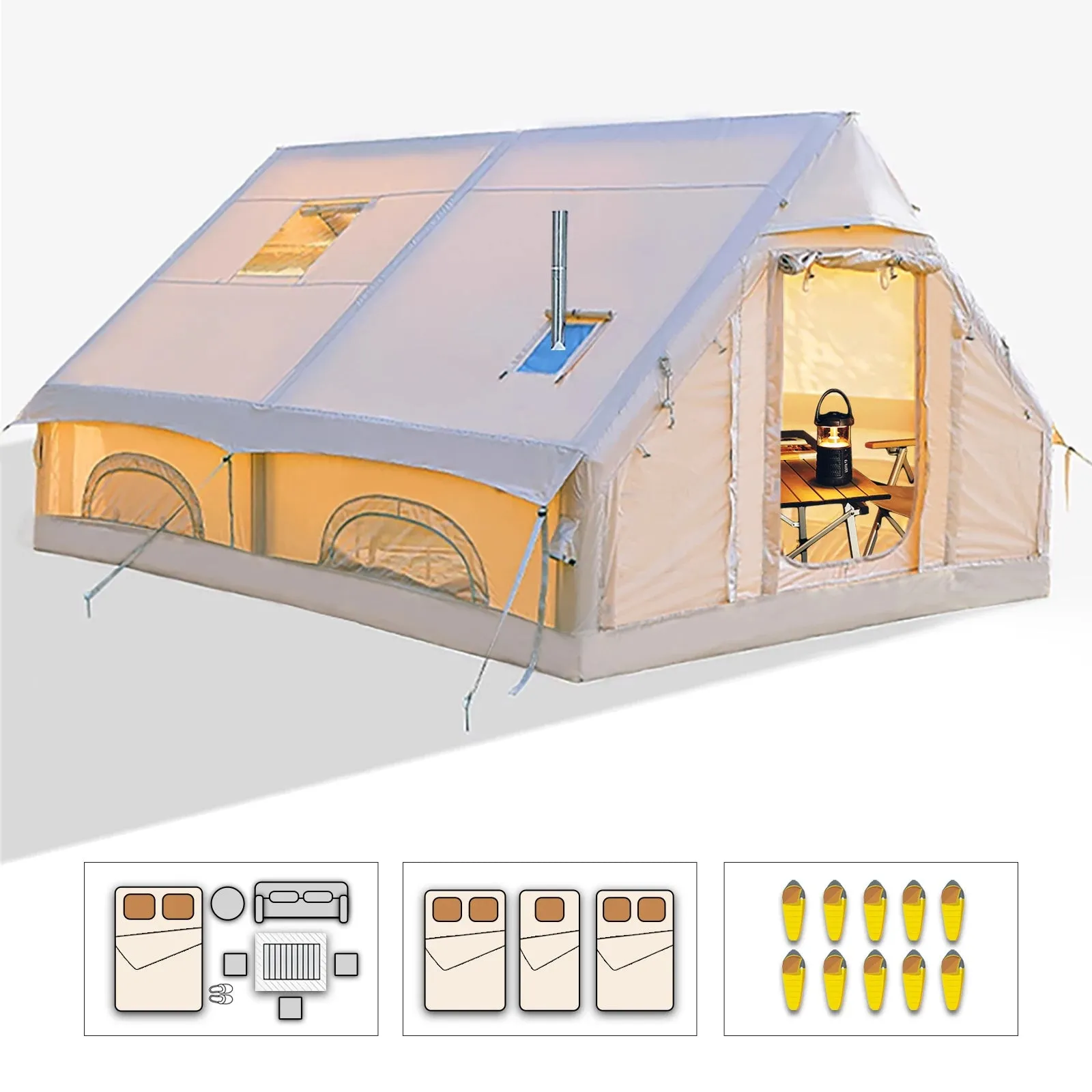Large Inflatable Camping Tent with Hand Pump and Easy Setup