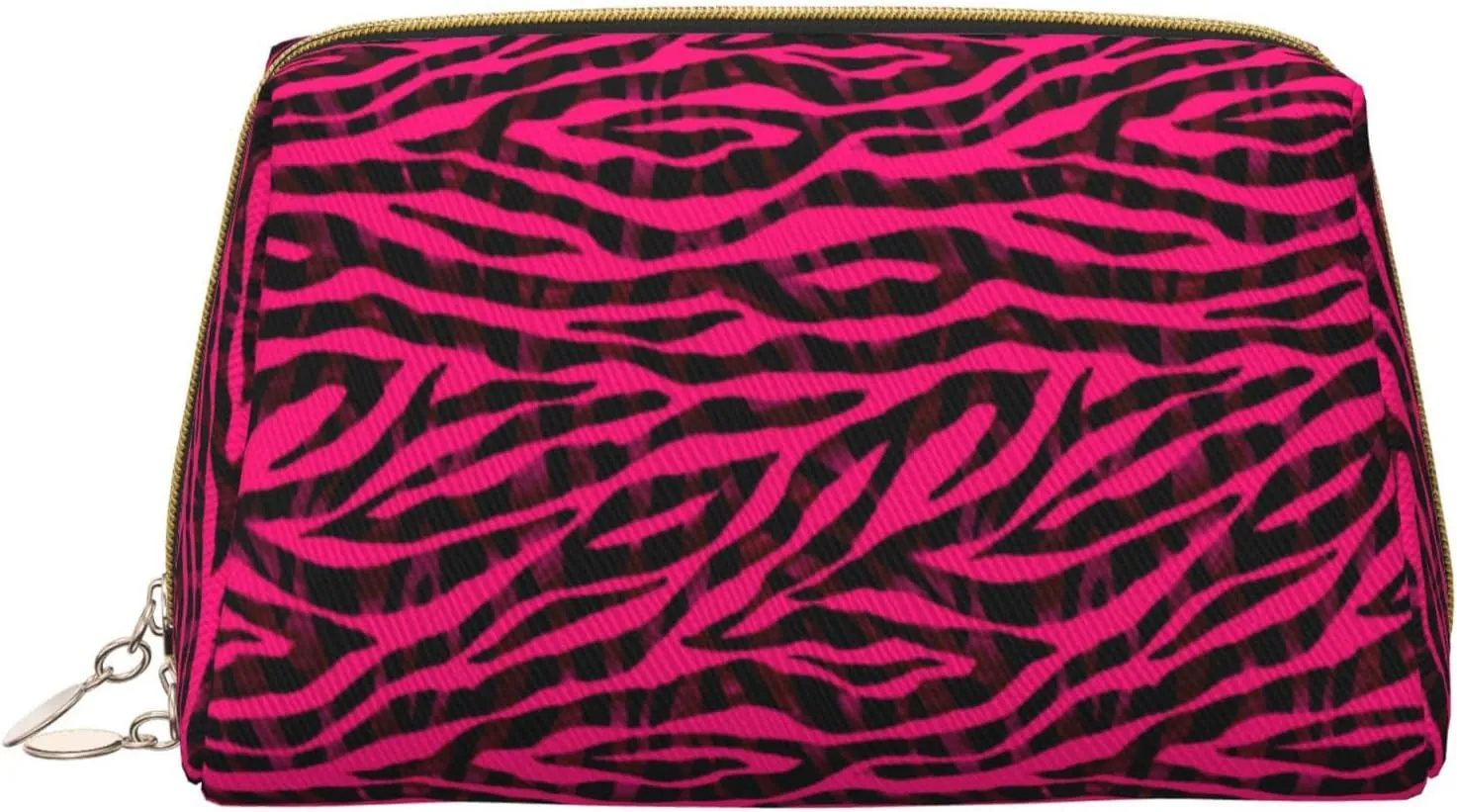 Large Travel Makeup Bag - Black red pink bright zebra print Pvc Leather Portable Cosmetic Bags for Women with Zipper, Skincare Bag Makeup Pouch Toiletry Bag for Women