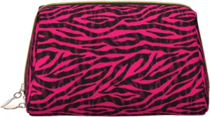 Large Travel Makeup Bag - Black red pink bright zebra print Pvc Leather Portable Cosmetic Bags for Women with Zipper, Skincare Bag Makeup Pouch Toiletry Bag for Women