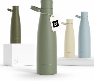 LARS NYSØM Stainless Steel Insulated Water Bottle 25oz 34oz | Insulated Thermo Flask for Hot and Cold Beverages | Leakproof Drinking Bottle (Sage Green, 25.4oz)