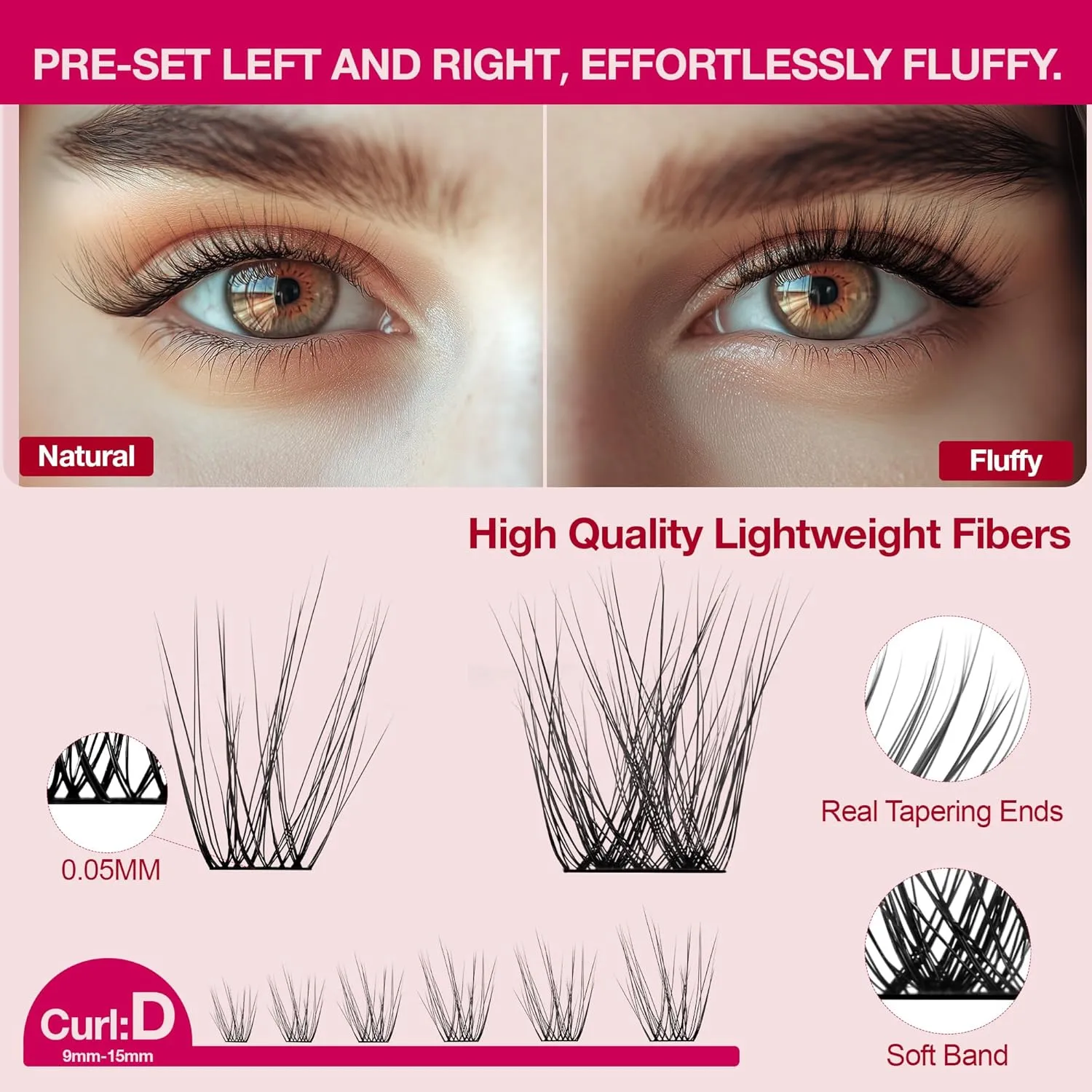 Lash Clusters Kit with Bond and Seal, Left & Right Lash Extension Set, Eyelid Wipes Remover, Eyelash Brush, Drawstring Bag - Portable Starter Gift Set