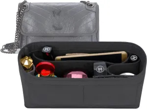 Lckaey Purse Insert Organizer for medium niki matelassé crinkled leather shoulder bag saint laurent 2043black-M