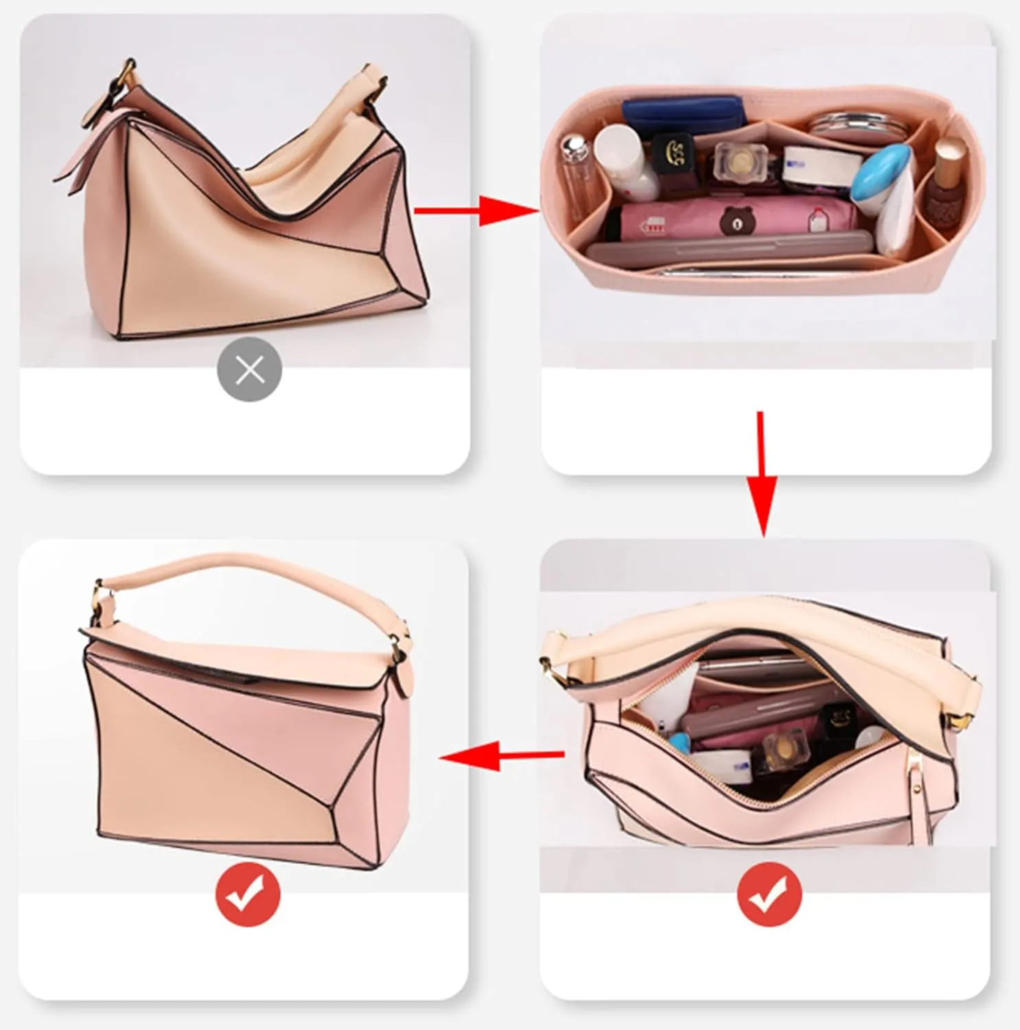 Lckaey Purse Organizer for loewe puzzle bag organizer small puzzle bag organizer insert 3066khaki-mini