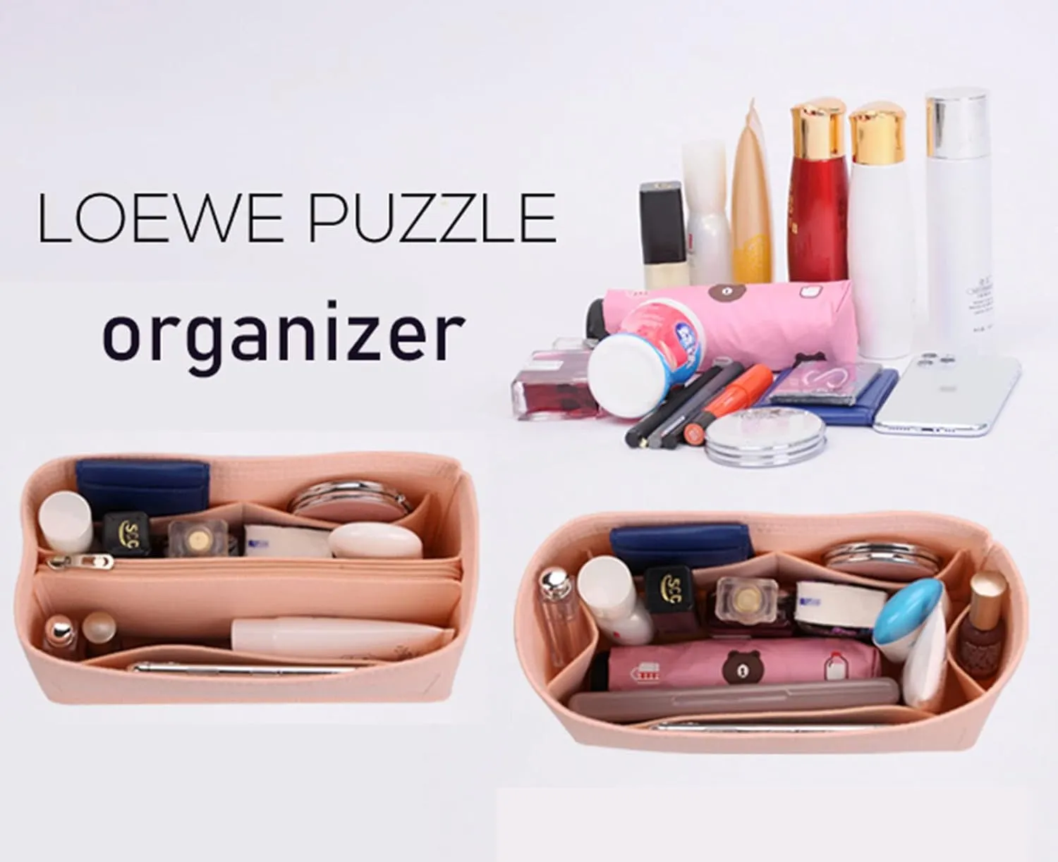 Lckaey Purse Organizer for loewe puzzle bag organizer small puzzle bag organizer insert 3066khaki-mini