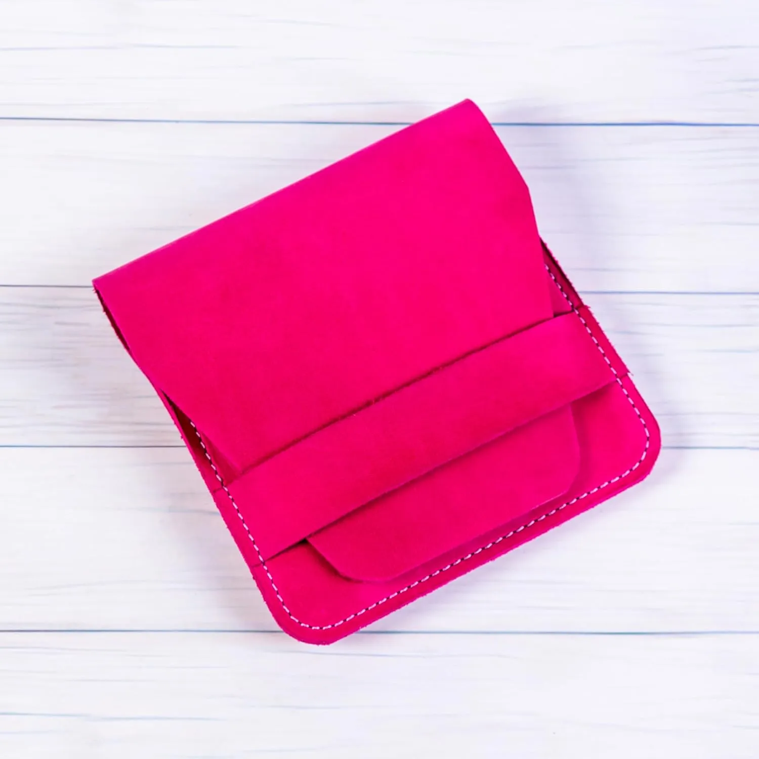 Leather Manicure Set Case Grooming Kit Organizer (Fuchsia)