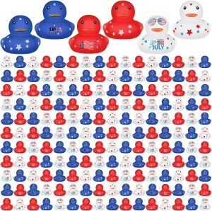 Lenwen 100 Pcs Patriotic Rubber Ducks Bulk 1.96 Inch 4th of July Float Rubber Ducks Independence Day Small Shower Star Ducky for Memorial Day Birthday Gift Baby Shower Pool Party