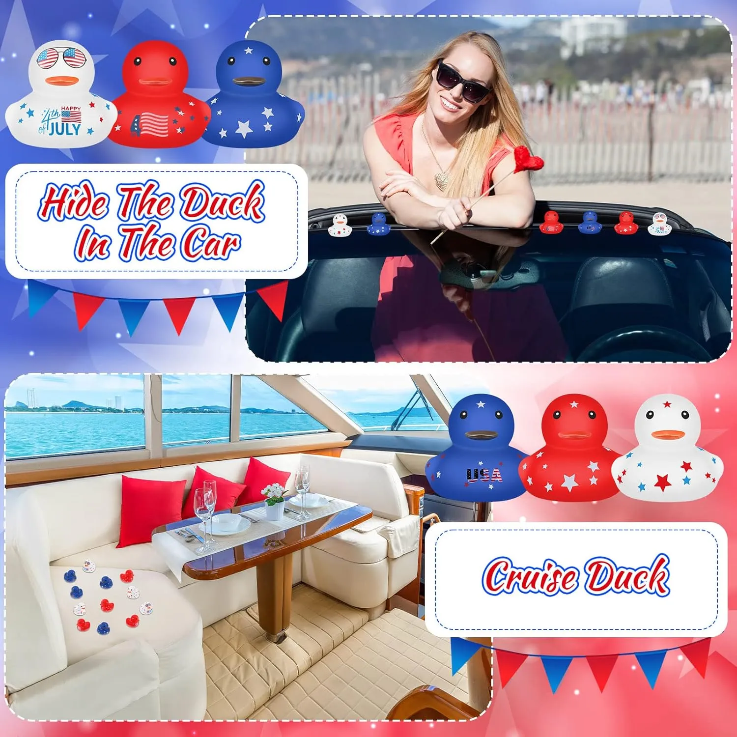 Lenwen 100 Pcs Patriotic Rubber Ducks Bulk 1.96 Inch 4th of July Float Rubber Ducks Independence Day Small Shower Star Ducky for Memorial Day Birthday Gift Baby Shower Pool Party