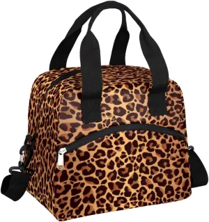 Leopard Cheetah Skin Insulated Lunch Bag for Women Men Adult Lunch Tote Bag with Shoulder Strap Reusable Lunch Box Large Containers Thermal Cooler Bag for Work School Picnic Lightweight Handbag